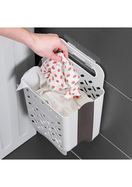 Küçük Mavi Stil Katlanabilir Plastik Kirli Çamaşır Sepeti Ev Banyo Tuvalet Çeşitli Eşyalar Iç Çamaşırı Cothes Duvara Monte Saklama Sepeti Kutusu Organizatör (Yurt Dışından) fırsatları