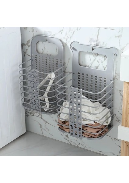 S B Tarzı Katlanabilir Kirli Çamaşır Sepeti Deliksiz Duvara Asılı Kirli Çamaşır Saklama Sepeti Çok Fonksiyonlu Ev Banyo Depolama (Yurt Dışından) fiyatları