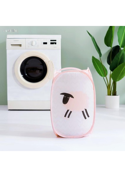 Pembe Tarzı Vanzlife Karikatür Katlanabilir Çamaşır Sepeti Kirli Depolama Taşınabilir Giysi Yıkama Organize Yaratıcı Yıkama Giysi Sepeti (Yurt Dışından)