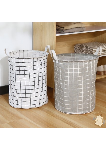Gri Tarzı 35X35X45CM Pamuk Keten Kirli Çamaşır Sepeti Katlanabilir Yuvarlak Su Geçirmez Organizatör Kova Giyim Çocuk Oyuncağı Büyük Kapasiteli Depolama Ev (Yurt Dışından) modelleri