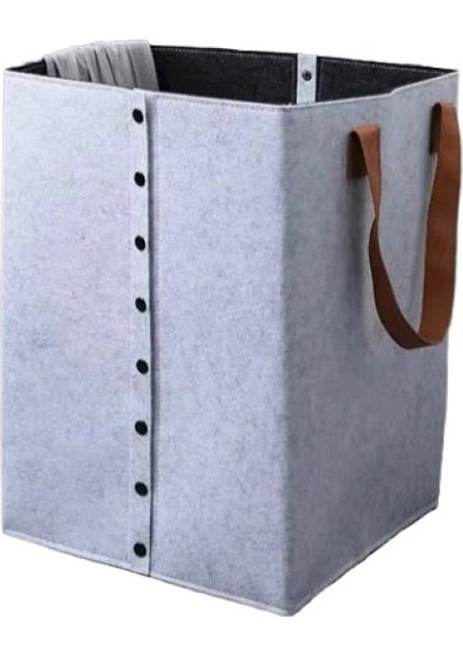 Beyaz Stil S-24 24 34CM Iskandinav Keçe Katlanabilir Kirli Giysi Sepeti Kolu Çamaşır Sepeti Ev Çamaşır Odası Organizatör Giysi Oyuncak Saklama Sepeti (Yurt Dışından)