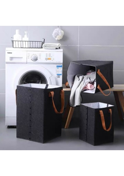 Beyaz Stil S-24 24 34CM Iskandinav Keçe Katlanabilir Kirli Giysi Sepeti Kolu Çamaşır Sepeti Ev Çamaşır Odası Organizatör Giysi Oyuncak Saklama Sepeti (Yurt Dışından) fiyatları