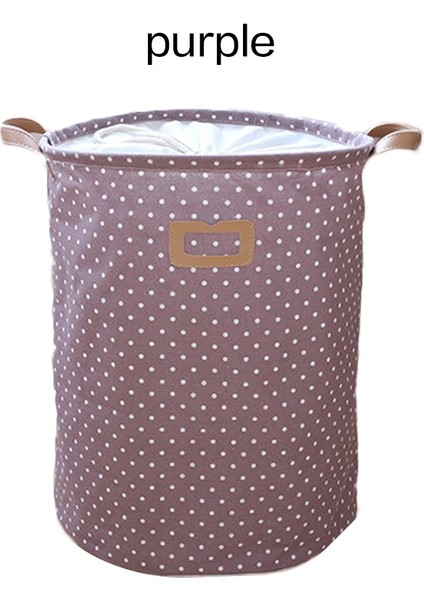 Mor Tarzı Büyük Kapasiteli Katlanabilir Çamaşır Sepeti Puanl Oyuncaklar Saklama Çantası Kirli Giysiler Için Ipli Kapatma Çamaşır Torbası Kova (Yurt Dışından)