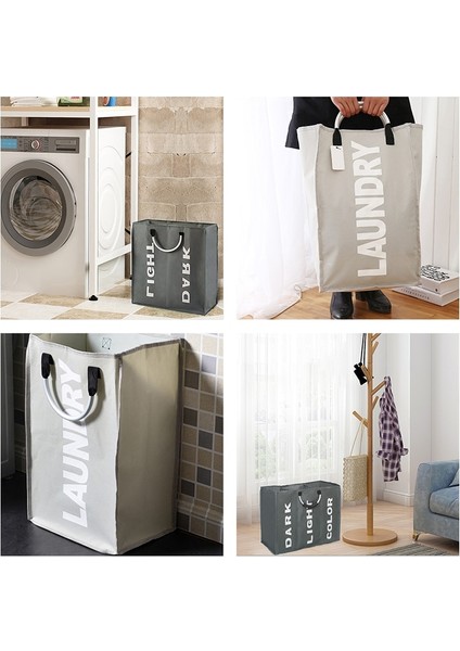 Koyu Haki Stili Yeni Kirli Giysi Saklama Sepeti Üç Izgara Organizatör Sepeti Katlanabilir Büyük Çamaşır Sepeti Su Geçirmez Ev Çamaşır Sepeti (Yurt Dışından) indirimleri