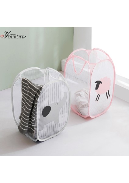 Pembe Tarzı Oyourlıfe Taşınabilir Nefes Örgü Çamaşır Sepeti Katlanabilir Karikatür Kirli Giysiler Sepeti Aile Çamaşır Depolama Sepetleri (Yurt Dışından) fiyatları