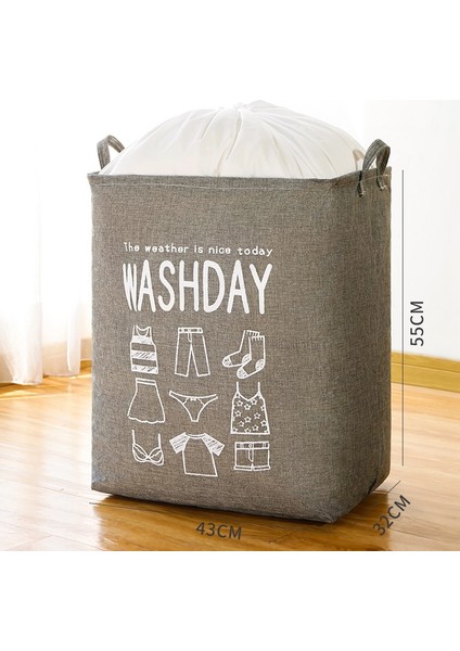 Gri 75L Tarzı Giysi Saklama Kabı Katlanabilir Çamaşır Sepeti Kirli Giysiler Çamaşır Sepeti Oyuncaklar Depolama Kovası Giyim Odası Organizatör (Yurt Dışından)