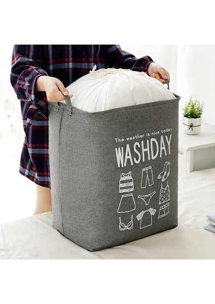 Gri 75L Tarzı Giysi Saklama Kabı Katlanabilir Çamaşır Sepeti Kirli Giysiler Çamaşır Sepeti Oyuncaklar Depolama Kovası Giyim Odası Organizatör (Yurt Dışından) modelleri