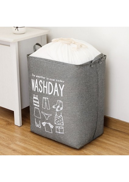 Gri 75L Tarzı Giysi Saklama Kabı Katlanabilir Çamaşır Sepeti Kirli Giysiler Çamaşır Sepeti Oyuncaklar Depolama Kovası Giyim Odası Organizatör (Yurt Dışından) fırsatları