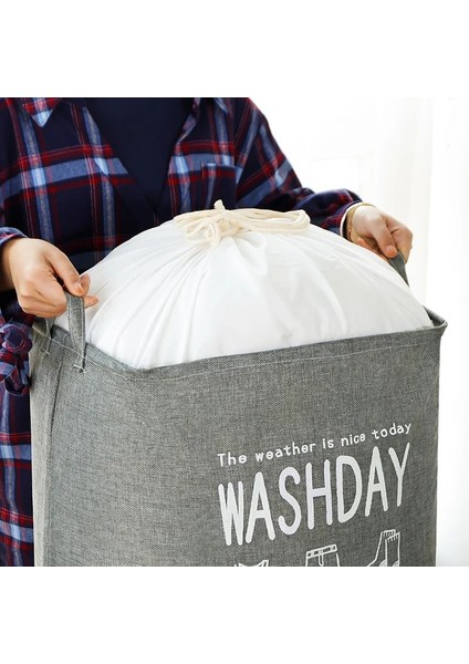 Gri 75L Tarzı Giysi Saklama Kabı Katlanabilir Çamaşır Sepeti Kirli Giysiler Çamaşır Sepeti Oyuncaklar Depolama Kovası Giyim Odası Organizatör (Yurt Dışından) indirimleri