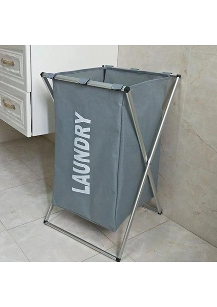 Tek Izgara Stili Çamaşır Sepeti Ayırıcı 3 Bölümlü Alüminyum Sepet, Kalın Pamuklu ve Keten, Kulplu Örgü Paket Cep Katlanabilir (Yurt Dışından)
