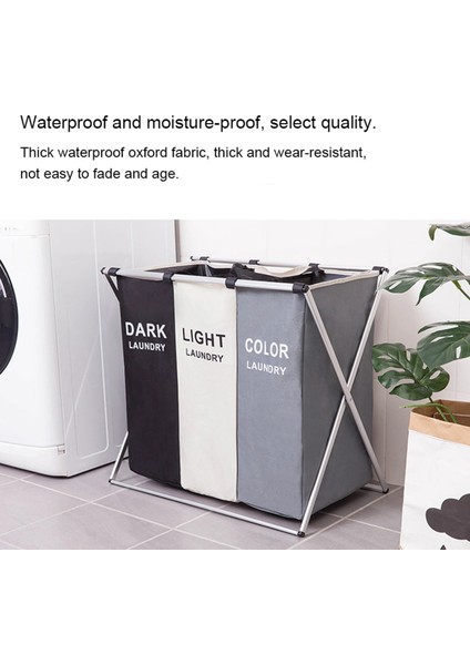 Tek Izgara Stili Çamaşır Sepeti Ayırıcı 3 Bölümlü Alüminyum Sepet, Kalın Pamuklu ve Keten, Kulplu Örgü Paket Cep Katlanabilir (Yurt Dışından) fiyatları