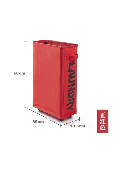WD3-053 42L Stili Home Rolling Slim Katlanabilir Çamaşır Sepeti Organizatör Kirli Giysi Sepetleri Evrensel Tekerlekli 2 Bölme (Yurt Dışından)