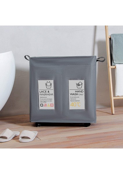 WD3-053 42L Stili Home Rolling Slim Katlanabilir Çamaşır Sepeti Organizatör Kirli Giysi Sepetleri Evrensel Tekerlekli 2 Bölme (Yurt Dışından) fiyatları