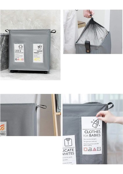 WD3-053 42L Stili Home Rolling Slim Katlanabilir Çamaşır Sepeti Organizatör Kirli Giysi Sepetleri Evrensel Tekerlekli 2 Bölme (Yurt Dışından) indirimleri