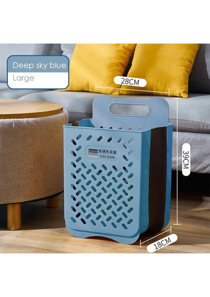 Derin Gök Mavisi 1 Stil Giyim Saklama Sepeti Büyük Kapasiteli Kirli Giysi Saklama Kutusu Organizatör Duvara Monte Katlanır Ev Çamaşır Sepeti (Yurt Dışından)