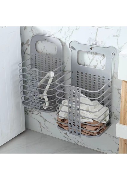 Büyük Gri Tarzı Katlanabilir Çamaşır Sepeti Saplı Çamaşır Ürünleri Konteynerler ve Kirli Giysiler Için Organizatör Oyuncaklar Ev Konforu Depolama (Yurt Dışından) fırsatları