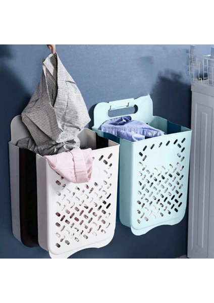 No.4 Tarzı Ev Asılı Çamaşır Sepeti Katlanabilir Duvara Montaj Çamaşır Sepeti Banyo Giyim Tutucu Organizatör 2 Yapıştırıcı Kanca ile (Yurt Dışından) fiyatları