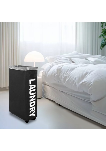 Açık Gri Tarzı Katlanabilir Yuvarlanan Çamaşırhane Ayakta Tekerlekli Yuvarlanan Çamaşır Sepeti Bin Giysileri Banyo Dairesi Için Çamaşır Sepeti (Yurt Dışından) modelleri