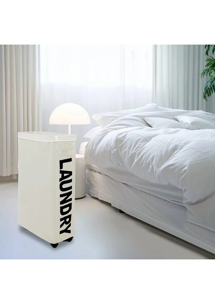 Açık Gri Tarzı Katlanabilir Yuvarlanan Çamaşırhane Ayakta Tekerlekli Yuvarlanan Çamaşır Sepeti Bin Giysileri Banyo Dairesi Için Çamaşır Sepeti (Yurt Dışından) indirimleri