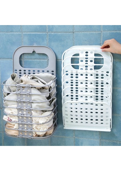 Beyaz Stil Duvara Asılı Katlanabilir Kirli Çamaşır Sepeti Delik Ücretsiz Asılı Duvar Oyuncak Depolama Sepeti Banyo Çamaşır Sepeti Depolama Sepeti Kir (Yurt Dışından) fiyatları