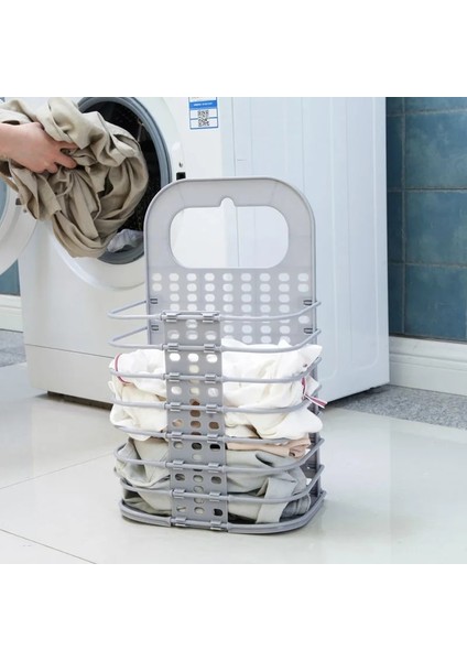 Beyaz Stil Duvara Asılı Katlanabilir Kirli Çamaşır Sepeti Delik Ücretsiz Asılı Duvar Oyuncak Depolama Sepeti Banyo Çamaşır Sepeti Depolama Sepeti Kir (Yurt Dışından) fırsatları