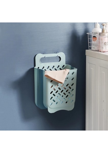 Mavi M Stili Katlanabilir Çamaşır Sepeti Kirli Giysi Saklama Sepeti Duvar Asılı Banyo Çamaşır Organizatör Giysi Kovası Ev Organizatör (Yurt Dışından)