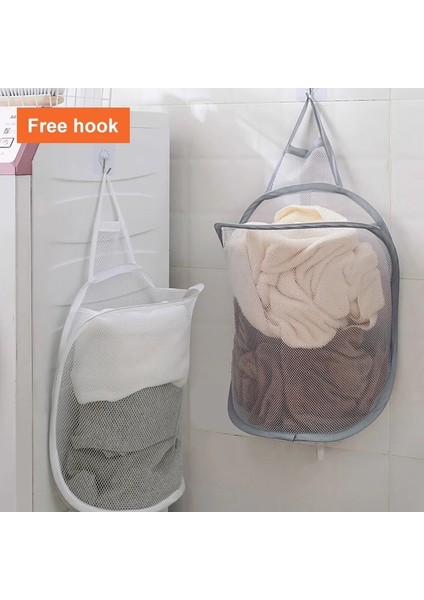 Gri Saklama Sepeti Stili Katlanır Net Kirli Giysiler Sepet Banyo Kendinden Yapışkanlı Depolama Sepeti Ipli Çamaşır Depolama ile Ince Taneli Çamaşır Torbası (Yurt Dışından) modelleri