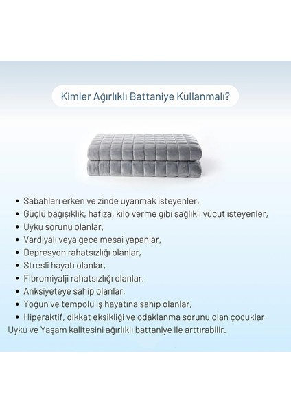 Vayomy Colors Ağırlıklı Battaniye Çift Kişilik Yorgan 10 kg Beyaz 200X220 %100 Pamuk 4 Mevsim Kullanılabilir