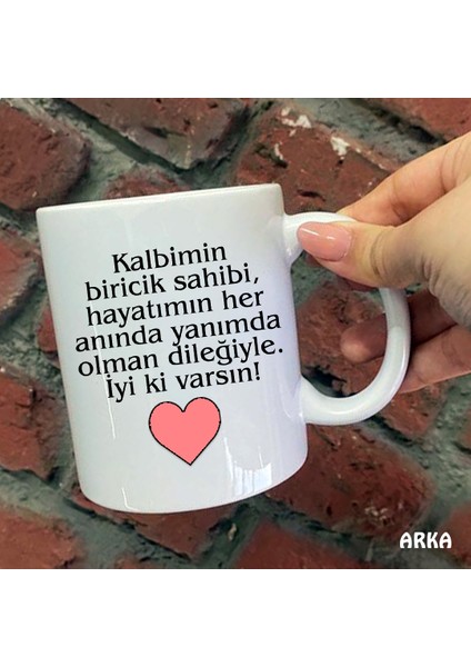 Size Özel Bitmeyen Sevdam Seramik Baskılı Kupa Bardaklar