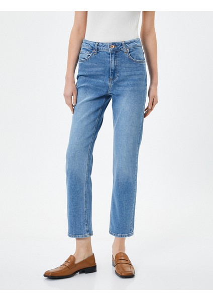 Düz Paça Kot Pantolon Standart Bel Pamuklu Esnek Cepli - Eve Slim Jean modelleri