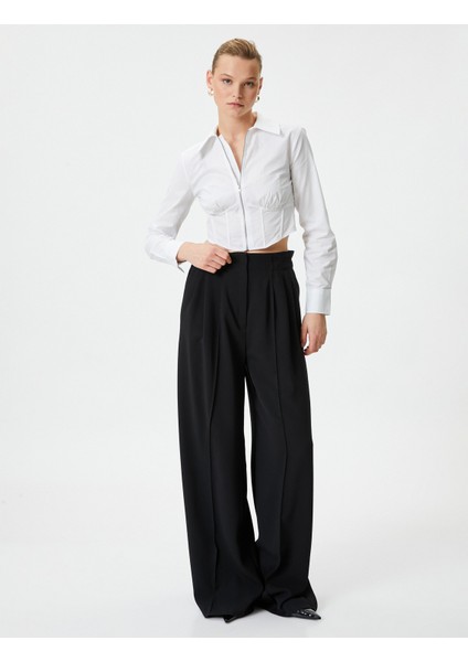 Crop Gömlek Fermuarlı Korse Detaylı Pamuklu fiyatları