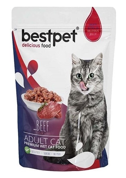 Adult Jelly Pouch Biftekli Yaş Kedi Maması 85 gr