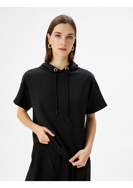 Kapşonlu Sweatshirt Kısa Kollu Regular Fit