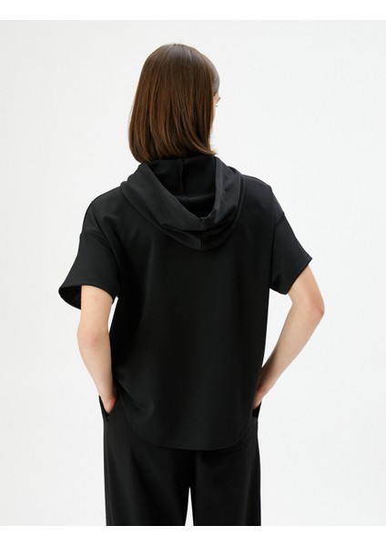 Kapşonlu Sweatshirt Kısa Kollu Regular Fit