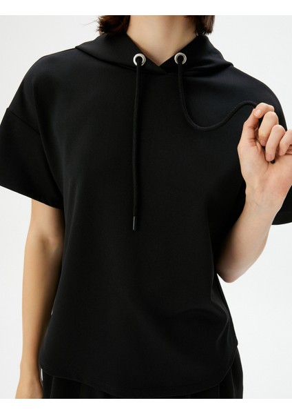 Kapşonlu Sweatshirt Kısa Kollu Regular Fit