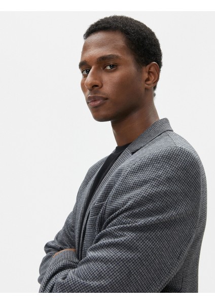 Blazer Ceket Slim Fit Cep Detaylı Düğmeli