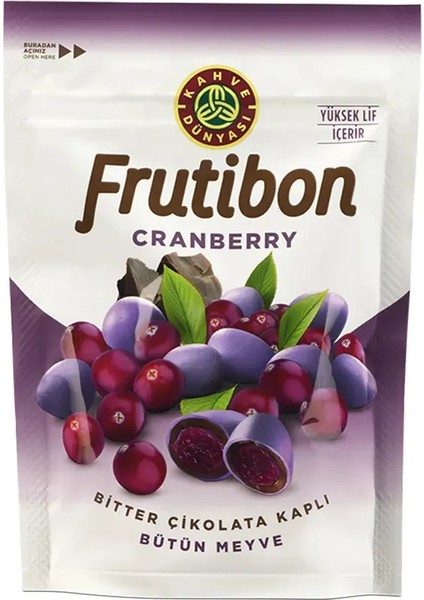 Frutibon Canberry Bitter Çikolata Kaplı Yaban Mersini 50 gr x 4 Adet