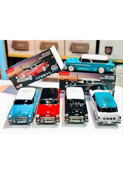 WS-1955 Chevrolet Araba Şekilli Kablosuz Bt Hoparlör Tf USB Fm Handsfree Tws LED Şarj Edilebilir modelleri
