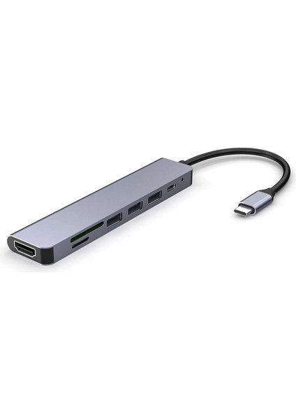 CH13 Macbook Uyumlu Type-C to 4K Ultra HD 1080p HDMI 2* USB 3.0 SD TF Kart Okuyucu Çevirici Hub Adaptör