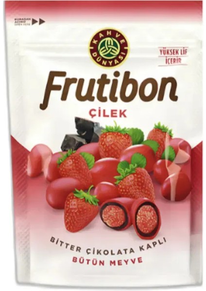 Frutibon Çilekli Bitter Çikolata Kaplı 50 gr x 10 Adet