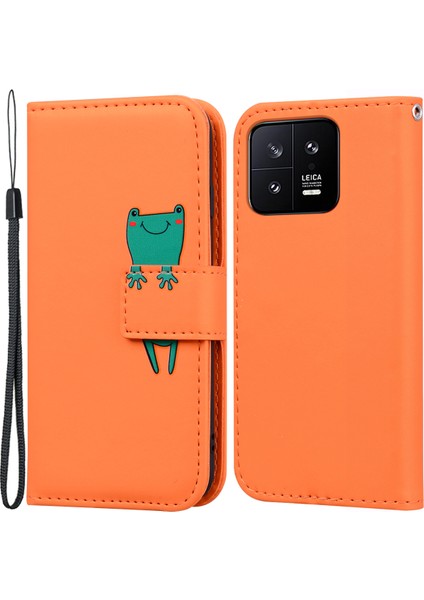 Xiaomi 13 Pu Deri Cüzdan Karikatür Hayvan Desen Cep Telefonu Kılıfları Kayış (Yurt Dışından)