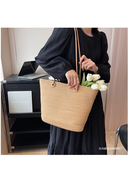 Kore Bayan Çantası, Gündelik Çapraz Omuz Çantası, Vahşi Büyük Kapasiteli Omuz Çantası, Çevre Dostu Dokuma Çanta, Hasır Çanta (Yurt Dışından)