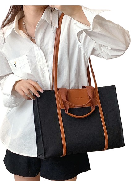 Kadın Çantası, Koreli Kanvas Çanta, Büyük Kapasiteli Omuz Çantası, Bayan El Çantası, Modaya Uygun Basit Tote Çanta (Yurt Dışından)