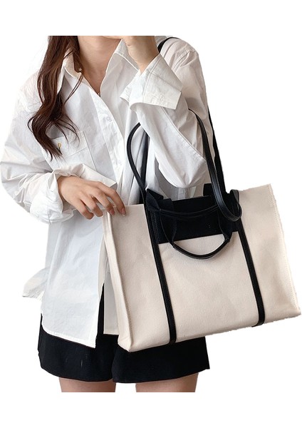 Kadın Çantası, Koreli Kanvas Çanta, Büyük Kapasiteli Omuz Çantası, Bayan El Çantası, Modaya Uygun Basit Tote Çanta (Yurt Dışından)