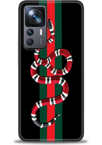 Xiaomi Mi 12T Pro Kılıf Hd Baskılı Kılıf - Kırmızı Yeşil Yılan