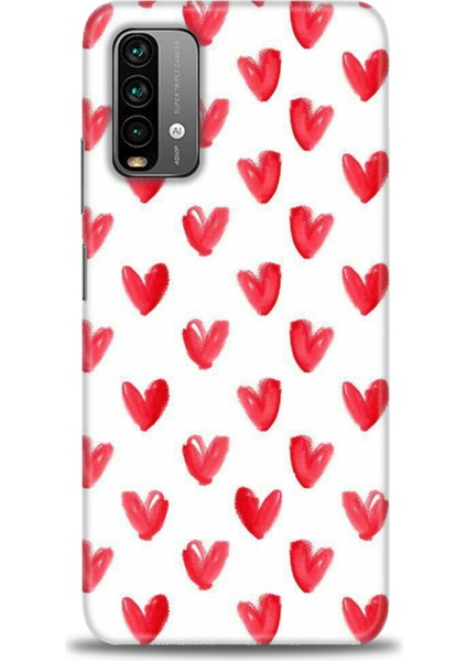 Xiaomi Redmi Note 9 4g Kılıf Hd Baskılı Kılıf - Kırmızı Minik Kalpler