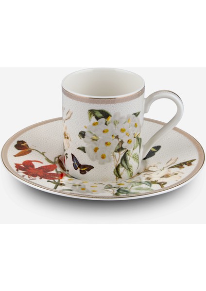 Butterfly Walley Beyaz Porselen Kahve Fincan Seti 90 ml