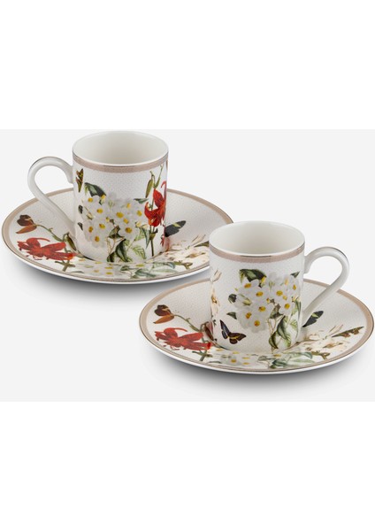 Butterfly Walley Beyaz Porselen Kahve Fincan Seti 90 ml fiyatları