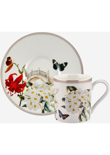Butterfly Walley Beyaz Porselen Kahve Fincan Seti 90 ml fırsatları