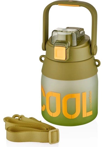 1000ML Tek Kapak Pipetli/pipetsiz Kullanım Taşıma Askılı Motivasyon Su Matarası